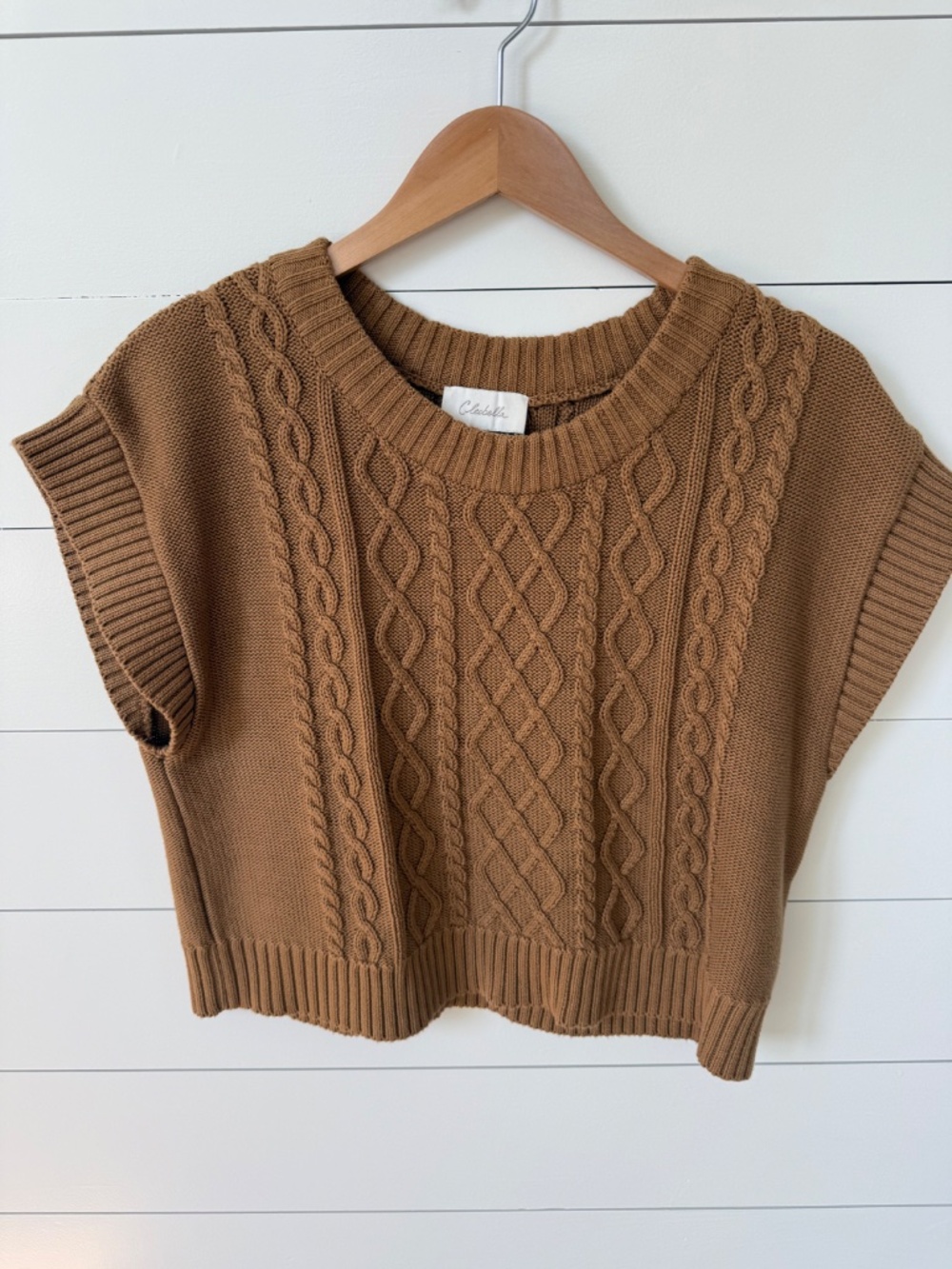 Cleobella Toffee Brown Cable Knit Sweater Knit Top sz Large